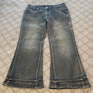 French Connection Embroidered Flare Jeans